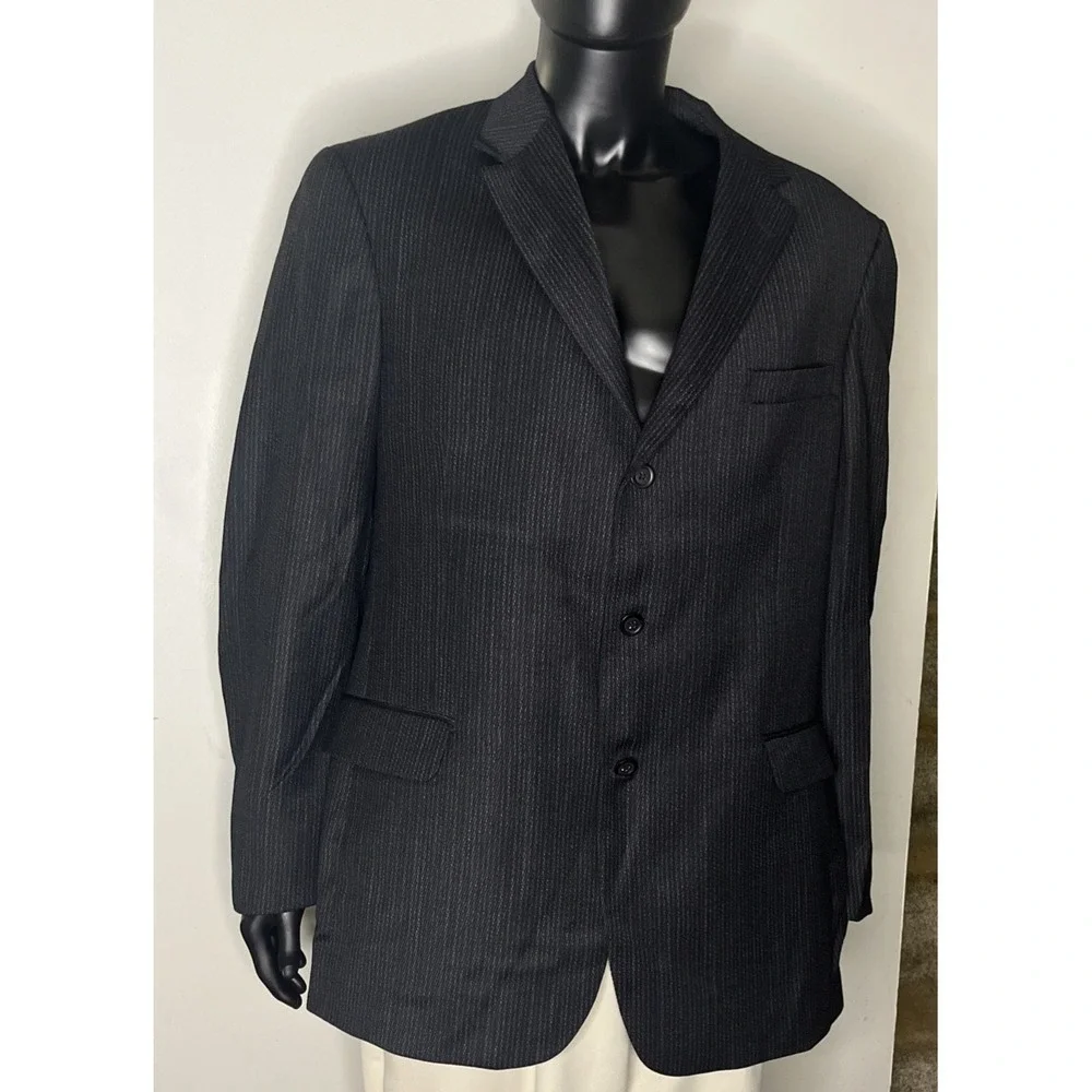 Gianfranco Ruffini Italy Mens Pinstripe Suit Jacket Blazer Size 46L Vintage